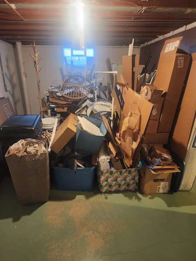 Roll-off dumpster container at job site for 20 Yard Dumpster Rental in Huntington